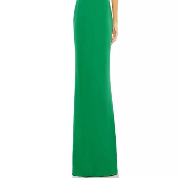 Mac Duggal Green Open Back Ruffle Cap Sleeve Gown - Picture 3 of 4